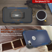 Charger l&#39;image dans la galerie, Punkcase for iPhone 7 Belt Clip Multilayer Holster Case [Patron Series] [Navy] 
