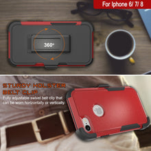 Charger l&#39;image dans la galerie, Punkcase for iPhone 8 Belt Clip Multilayer Holster Case [Patron Series] [Red-Black] 
