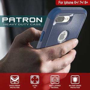 Punkcase for iPhone 8+ Plus Belt Clip Multilayer Holster Case [Patron Series] [Navy] (Color in image: Red-Black)