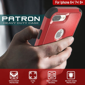 Punkcase for iPhone 7+ Plus Belt Clip Multilayer Holster Case [Patron Series] [Red-Black] (Color in image: Black)