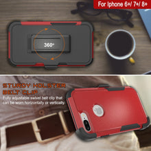 Charger l&#39;image dans la galerie, Punkcase for iPhone 7+ Plus Belt Clip Multilayer Holster Case [Patron Series] [Red-Black] 
