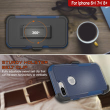 Charger l&#39;image dans la galerie, Punkcase for iPhone 7+ Plus Belt Clip Multilayer Holster Case [Patron Series] [Navy] 
