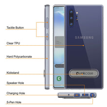 Charger l&#39;image dans la galerie, Galaxy Note 10+ Plus Lucid 3.0 PunkCase Armor Cover w/Integrated Kickstand and Screen Protector [Silver] (Color in image: Black)
