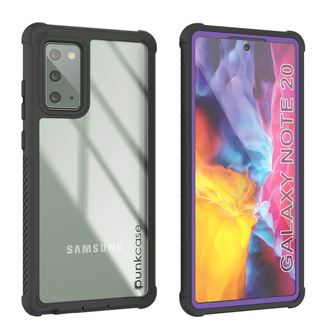 Punkcase Galaxy Note 20 Case, [Spartan Series] Purple Rugged Heavy Duty Cover W/Built in Screen Protector (Color in image: Purple)