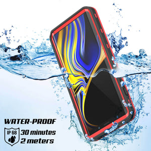 PunkCase Galaxy Note 9 Waterproof Case, [KickStud Series] Armor Cover [Red] (Color in image: Black)