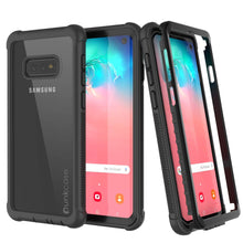 Charger l&#39;image dans la galerie, PunkCase Galaxy S10e Case, [Spartan Series] Clear Rugged Heavy Duty Cover W/Built in Screen Protector [Black] (Color in image: Black)
