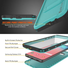Charger l&#39;image dans la galerie, Galaxy S10+ Plus Waterproof Case, Punkcase [KickStud Series] Armor Cover [Teal] (Color in image: Black)
