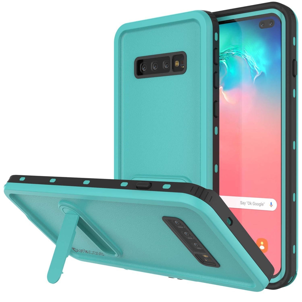 Galaxy S10+ Plus Waterproof Case, Punkcase [KickStud Series] Armor Cover [Teal] (Color in image: Teal)