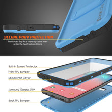 Charger l&#39;image dans la galerie, Galaxy S10+ Plus Waterproof Case, Punkcase [KickStud Series] Armor Cover [Light Blue] (Color in image: Black)
