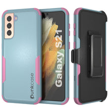 Charger l&#39;image dans la galerie, Punkcase for Galaxy S21 5G Belt Clip Multilayer Holster Case [Patron Series] [Mint-Pink] (Color in image: Mint-Pink)
