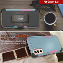 Charger l&#39;image dans la galerie, Punkcase for Galaxy S21 5G Belt Clip Multilayer Holster Case [Patron Series] [Mint-Pink] 
