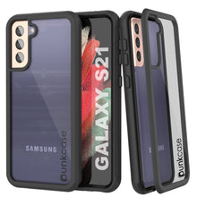 Charger l&#39;image dans la galerie, PunkCase Galaxy S21 Case, [Spartan Series] Clear Rugged Heavy Duty Cover W/Built in Screen Protector [Black] (Color in image: Black)
