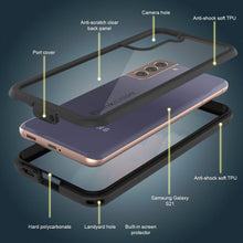 Charger l&#39;image dans la galerie, PunkCase Galaxy S21 Case, [Spartan Series] Clear Rugged Heavy Duty Cover W/Built in Screen Protector [Black] (Color in image: pink)
