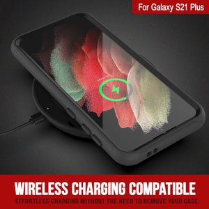 PunkCase Galaxy S21+ Plus Case, [Spartan Series] Clear Rugged Heavy Duty Cover W/Built in Screen Protector [Black] (Color in image: light green)