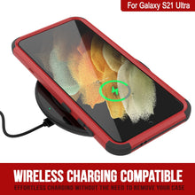 Charger l&#39;image dans la galerie, Punkcase for Galaxy S21 Ultra 5G Belt Clip Multilayer Holster Case [Patron Series] [Red-Black] 
