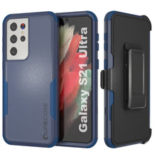 Load image into Gallery viewer, Punkcase for Galaxy S21 Ultra 5G Belt Clip Multilayer Holster Case [Patron Series] [Navy] (Color in image: Navy)
