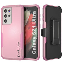 Charger l&#39;image dans la galerie, Punkcase for Galaxy S21 Ultra 5G Belt Clip Multilayer Holster Case [Patron Series] [Pink] (Color in image: Pink)
