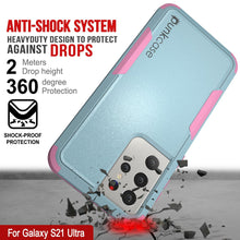 Charger l&#39;image dans la galerie, Punkcase for Galaxy S21 Ultra 5G Belt Clip Multilayer Holster Case [Patron Series] [Mint-Pink] (Color in image: Mint)
