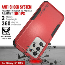 Charger l&#39;image dans la galerie, Punkcase for Galaxy S21 Ultra 5G Belt Clip Multilayer Holster Case [Patron Series] [Red-Black] (Color in image: Pink)
