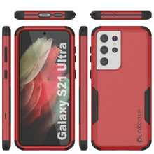 Charger l&#39;image dans la galerie, Punkcase for Galaxy S21 Ultra 5G Belt Clip Multilayer Holster Case [Patron Series] [Red-Black] (Color in image: Mint)
