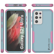 Charger l&#39;image dans la galerie, Punkcase for Galaxy S21 Ultra 5G Belt Clip Multilayer Holster Case [Patron Series] [Mint-Pink] (Color in image: Navy)
