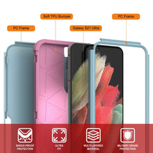 Charger l&#39;image dans la galerie, Punkcase for Galaxy S21 Ultra 5G Belt Clip Multilayer Holster Case [Patron Series] [Mint-Pink] (Color in image: Black)
