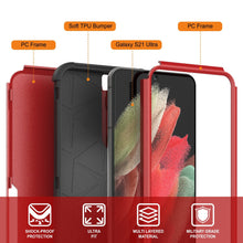 Charger l&#39;image dans la galerie, Punkcase for Galaxy S21 Ultra 5G Belt Clip Multilayer Holster Case [Patron Series] [Red-Black] (Color in image: Navy)
