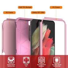 Charger l&#39;image dans la galerie, Punkcase for Galaxy S21 Ultra 5G Belt Clip Multilayer Holster Case [Patron Series] [Pink] (Color in image: Mint-Pink)
