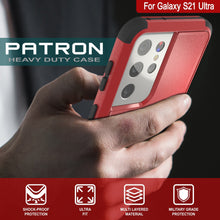 Charger l&#39;image dans la galerie, Punkcase for Galaxy S21 Ultra 5G Belt Clip Multilayer Holster Case [Patron Series] [Red-Black] (Color in image: Black)
