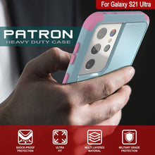 Charger l&#39;image dans la galerie, Punkcase for Galaxy S21 Ultra 5G Belt Clip Multilayer Holster Case [Patron Series] [Mint-Pink] (Color in image: Red-Black)
