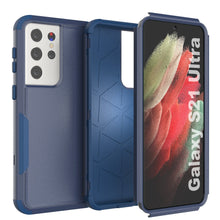 Load image into Gallery viewer, Punkcase for Galaxy S21 Ultra 5G Belt Clip Multilayer Holster Case [Patron Series] [Navy] 
