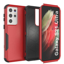 Charger l&#39;image dans la galerie, Punkcase for Galaxy S21 Ultra 5G Belt Clip Multilayer Holster Case [Patron Series] [Red-Black] 
