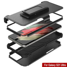 Charger l&#39;image dans la galerie, Punkcase for Galaxy S21 Ultra 5G Belt Clip Multilayer Holster Case [Patron Series] [Black] 
