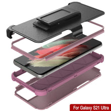 Charger l&#39;image dans la galerie, Punkcase for Galaxy S21 Ultra 5G Belt Clip Multilayer Holster Case [Patron Series] [Pink] 
