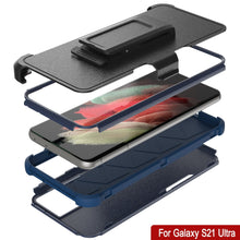 Load image into Gallery viewer, Punkcase for Galaxy S21 Ultra 5G Belt Clip Multilayer Holster Case [Patron Series] [Navy] 
