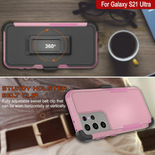 Charger l&#39;image dans la galerie, Punkcase for Galaxy S21 Ultra 5G Belt Clip Multilayer Holster Case [Patron Series] [Pink] 
