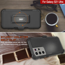 Charger l&#39;image dans la galerie, Punkcase for Galaxy S21 Ultra 5G Belt Clip Multilayer Holster Case [Patron Series] [Black] 

