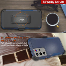 Load image into Gallery viewer, Punkcase for Galaxy S21 Ultra 5G Belt Clip Multilayer Holster Case [Patron Series] [Navy] 
