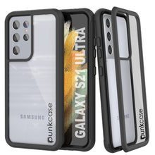 Charger l&#39;image dans la galerie, PunkCase Galaxy S21 Ultra Case, [Spartan Series] Clear Rugged Heavy Duty Cover W/Built in Screen Protector [Black] (Color in image: Black)
