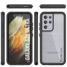 Charger l&#39;image dans la galerie, PunkCase Galaxy S21 Ultra Case, [Spartan Series] Clear Rugged Heavy Duty Cover W/Built in Screen Protector [Black] (Color in image: red)
