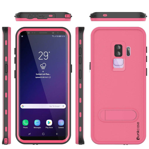 Galaxy S9 Plus Waterproof Case, Punkcase [KickStud Series] Armor Cover [PINK] (Color in image: Pink)
