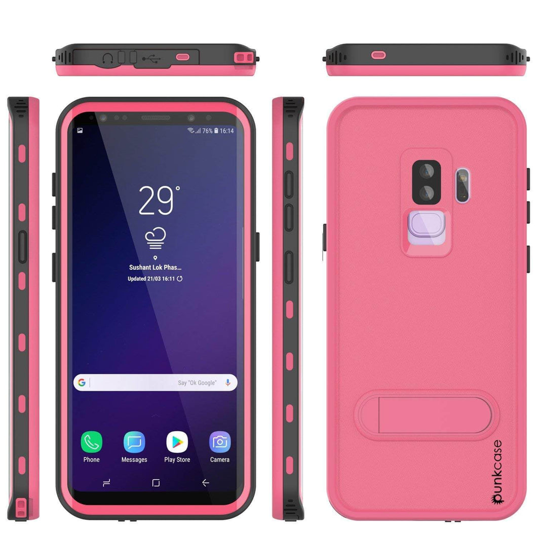 Galaxy S9 Plus Waterproof Case, Punkcase [KickStud Series] Armor Cover [PINK] (Color in image: Pink)