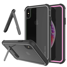 Charger l&#39;image dans la galerie, PunkCase iPhone XS Max Case, [Spartan Series] Clear Rugged Heavy Duty Cover W/Built in Screen Protector [Pink] (Color in image: pink)
