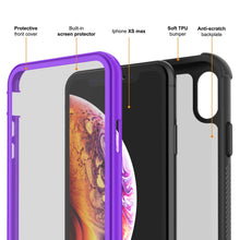 Charger l&#39;image dans la galerie, PunkCase iPhone XS Max Case, [Spartan Series] Clear Rugged Heavy Duty Cover W/Built in Screen Protector [Purple] (Color in image: light green)
