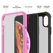 Charger l&#39;image dans la galerie, PunkCase iPhone XS Case, [Spartan Series] Clear Rugged Heavy Duty Cover W/Built in Screen Protector [Pink] (Color in image: red)

