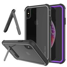Charger l&#39;image dans la galerie, PunkCase iPhone XS Case, [Spartan Series] Clear Rugged Heavy Duty Cover W/Built in Screen Protector [Purple] (Color in image: purple)
