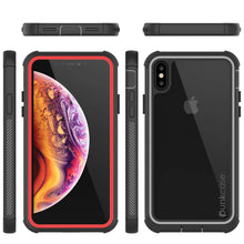 Charger l&#39;image dans la galerie, PunkCase iPhone XS Case, [Spartan Series] Clear Rugged Heavy Duty Cover W/Built in Screen Protector [Red] (Color in image: clear)
