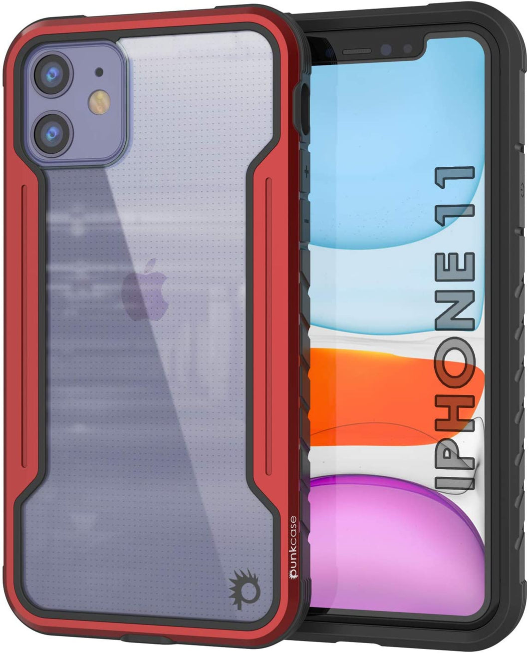 Punkcase iPhone 11 ravenger Case Protective Military Grade Multilayer Cover [Red] (Color in image: Red)