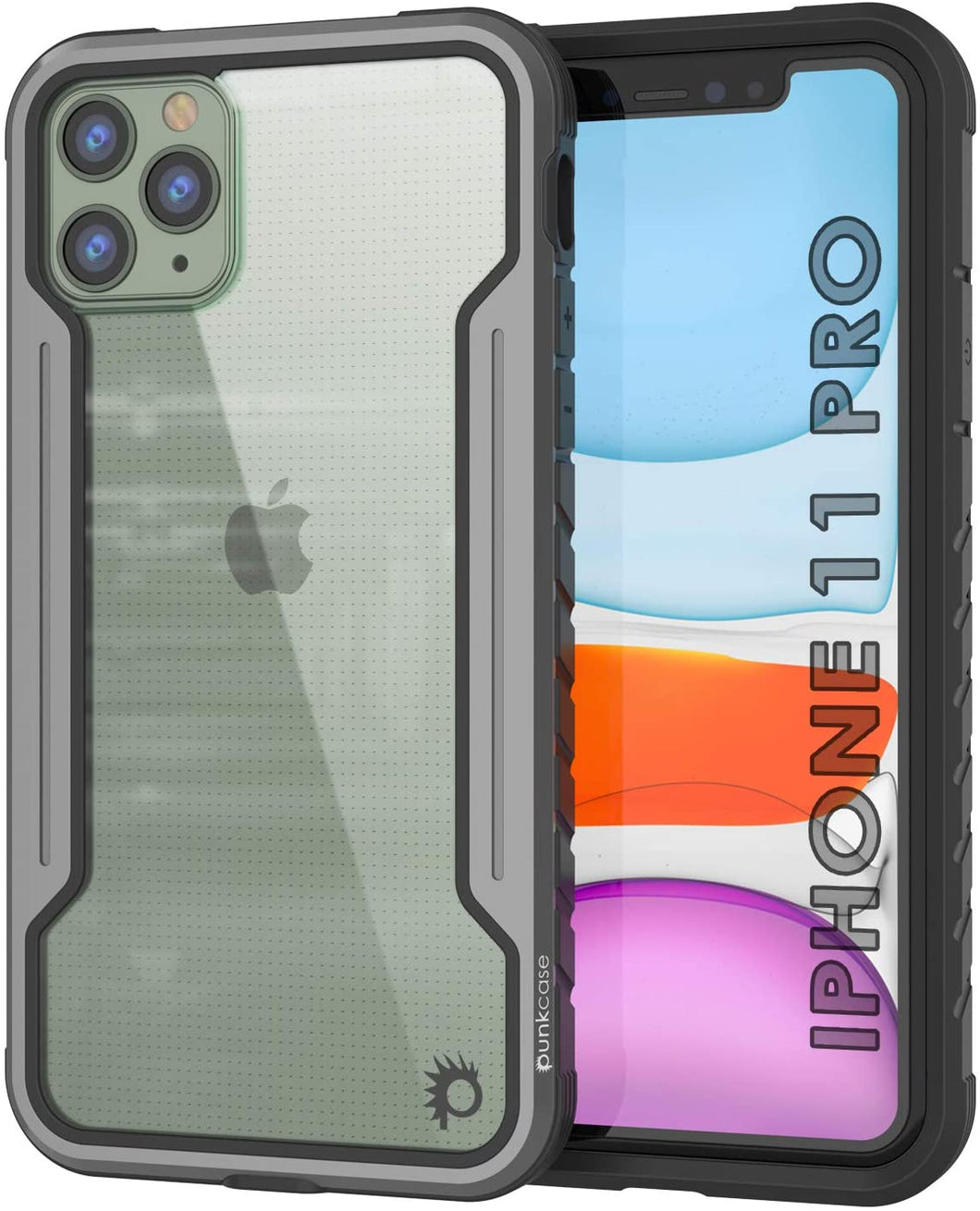 Punkcase iPhone 11 Pro ravenger Case Protective Military Grade Multilayer Cover [Grey-Black] (Color in image: Grey-Black)