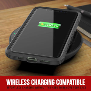 Punkcase iPhone 12 Pro ravenger Case Protective Military Grade Multilayer Cover [Grey-Black] (Color in image: Black)